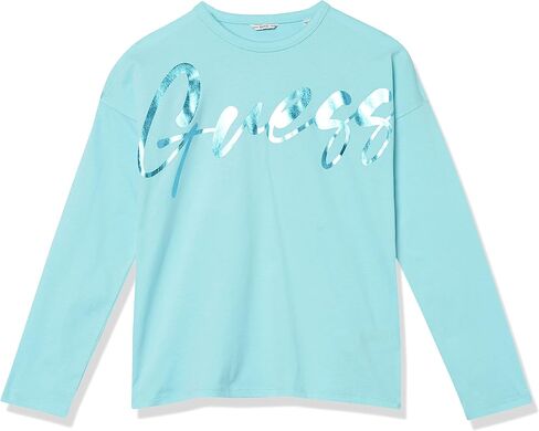 GUESS Girls' Ombre Foil Print Logo Drop Shoulder T-Shirt in Saudi Arabia