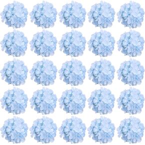 30 Pcs Silk Hydrangea Heads Artificial Flowers Heads and Stems Fake Hydrangea Flowers for Home Wedding Decor (Blue) in Kuwait
