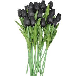 ALIERSA 10 رؤوس زهور صناعية PU Mini Real Touch Tulip باقات (مرجاني متدرج) in Kuwait