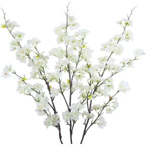 3 Pcs Artificial Cherry Blossom Flower Pink Silk Peach Flowers Bulk Plum Blossom Flowers with Leaves Cherry Blossom Branches Vase Arrangements for Spring Wedding Indoor Outdoor DIY Party Decor