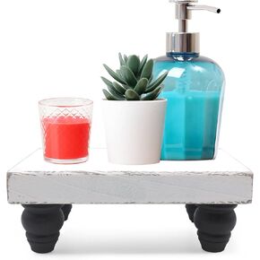 Wood Riser for Display, Distressed Wooden Pedestal Stand for Decoration, Farmhouse Display Tray for Home Clearance, Bathroom Decor, Living room Decor and Kitchen Counter Decor (Brown)