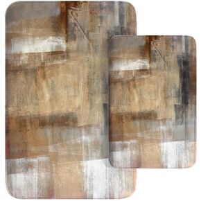 Britimes Modern Abstract Art Bathroom Rug Mat Set of 2, Brown and Gray Washable Cover Floor Rug Carpets Floor Bath Mat Bathroom Decorations 16x24 and 20x32 Inches in Kuwait