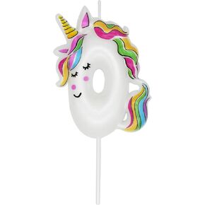 DERVENTA Birthday Candle Number White Unicorn Themed Party Decorations Beautiful Cake Topper 1 Piece (Unicorn Number 6)