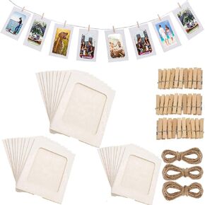 30 PCS DIY Paper Photo Frames 4x6 Picture Frame with Wooden Clips and String Hanging Cardboard Photo Frame 10x15 cm Set for Home Wall Décor in Kuwait