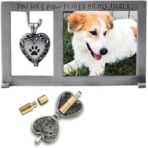 Cathedral Art Paw Prints on My Heart Pet Memorial Picture Frame, 2.25-inch by 2.5-inch photo, Silver