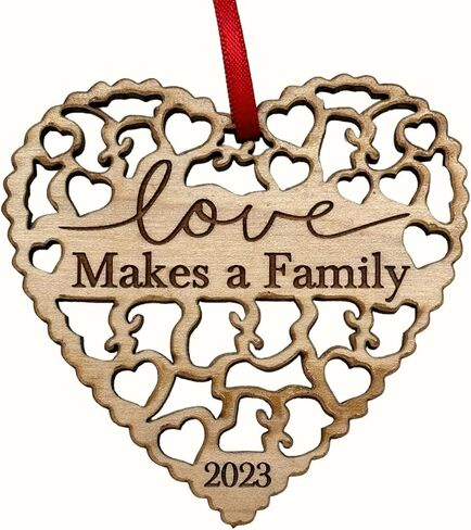 Adoption Gifts, Gotcha Day Gifts, Love Makes A Family Adoption Ornament in Laser Cut Wood 2023, Great Adoption Gifts for Family Or Our Blended Idea, Comes in a Gift Box in Kuwait