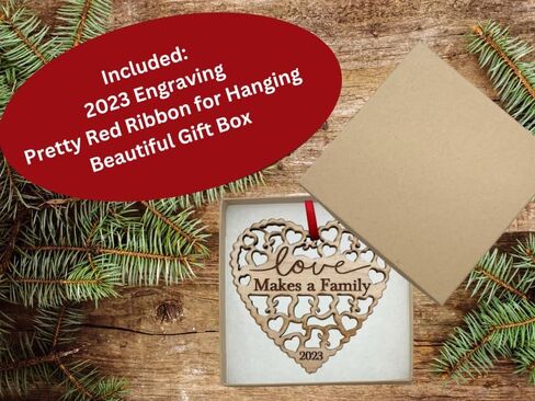 Adoption Gifts, Gotcha Day Gifts, Love Makes A Family Adoption Ornament in Laser Cut Wood 2023, Great Adoption Gifts for Family Or Our Blended Idea, Comes in a Gift Box in Kuwait