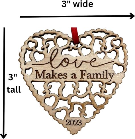 Adoption Gifts, Gotcha Day Gifts, Love Makes A Family Adoption Ornament in Laser Cut Wood 2023, Great Adoption Gifts for Family Or Our Blended Idea, Comes in a Gift Box in Kuwait