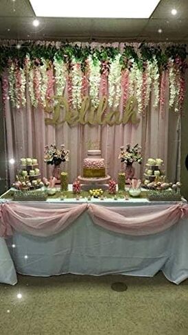 هواتا 10 قطع 3.2 قدم زهرة اصطناعية الوستارية الكرمة راتا معلقة ديكور الزفاف أكاليل (أحمر) in Kuwait