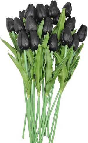 ALIERSA 10 رؤوس زهور صناعية PU Mini Real Touch Tulip باقات (مرجاني متدرج) in Kuwait
