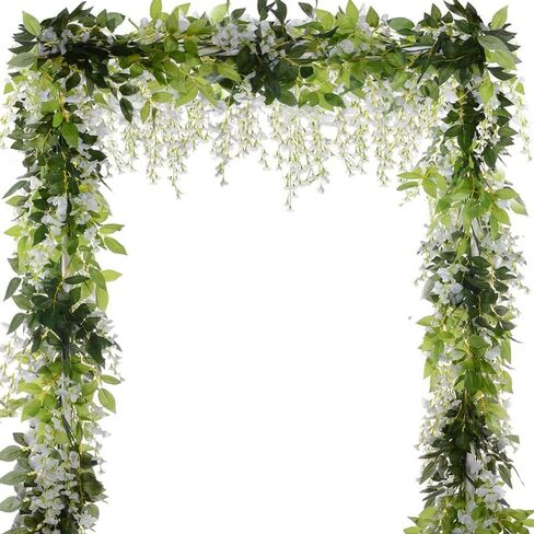 5pack Wisteria Garland Flower Garland Artificial Flowers Wisteria Vines Fake Ivy Flowers Total 33ft (Purple) in Kuwait