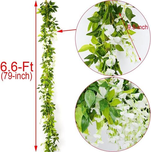 5pack Wisteria Garland Flower Garland Artificial Flowers Wisteria Vines Fake Ivy Flowers Total 33ft (Purple) in Kuwait