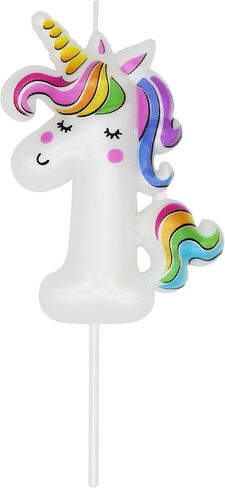 DERVENTA Birthday Candle Number White Unicorn Themed Party Decorations Beautiful Cake Topper 1 Piece (Unicorn Number 6) in Saudi Arabia