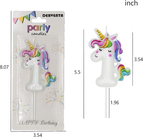 DERVENTA Birthday Candle Number White Unicorn Themed Party Decorations Beautiful Cake Topper 1 Piece (Unicorn Number 6) in Saudi Arabia