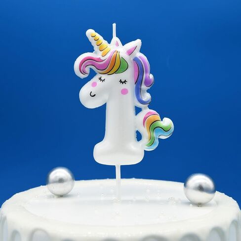 DERVENTA Birthday Candle Number White Unicorn Themed Party Decorations Beautiful Cake Topper 1 Piece (Unicorn Number 6) in Saudi Arabia