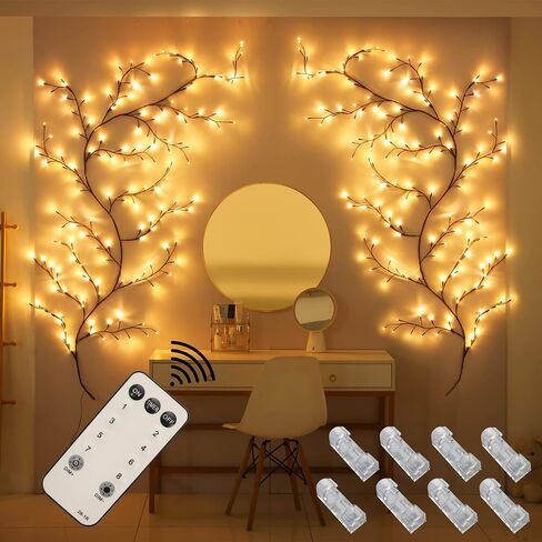 PhantasyStar Lighted Willow Vine for Room Decor - 9.2 FT 160LED Decor Artificial Plants Flowers Tree Willow Vine for Walls Bedroom Living Room Décor in Saudi Arabia