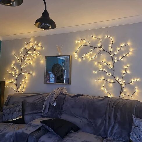 PhantasyStar Lighted Willow Vine for Room Decor - 9.2 FT 160LED Decor Artificial Plants Flowers Tree Willow Vine for Walls Bedroom Living Room Décor in Saudi Arabia
