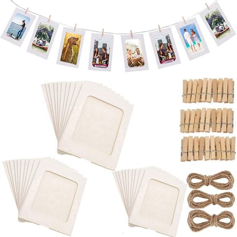 30 PCS DIY Paper Photo Frames 4x6 Picture Frame with Wooden Clips and String Hanging Cardboard Photo Frame 10x15 cm Set for Home Wall Décor in Kuwait