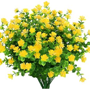 Artificial Flowers Fake Outdoor UV Resistant Boxwood Plants Shrubs 4 Pack, Faux Plastic Greenery for Indoor Outside Hanging Planter Home Office Wedding Farmhouse Decor (Fushia)