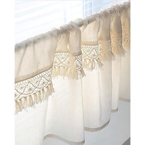 كوزد مومديكو ستارة مطبخ من الدانتيل القطني بشراشيب، ستارة قصيرة للمقهى، ستارة نافذة المطبخ، ستارة قصيرة لديكور المنزل الريفي in Kuwait