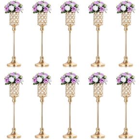 NUPTIO Wedding Vases Centerpieces for Tables - 2 Pcs 32.9in Tall Gold Vase for Flowers Crystal Flower Stand Metal Weddings Centerpieces for Birthday Party Anniversary Aisle Living Room Decorations in Saudi Arabia
