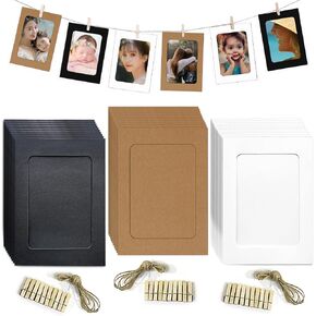 Paper Photo Frame 4x6 Picture Frames collage wall decor DIY Cardboard with 30 Wood Clips and 3 Jute Twine Home Décor Kids' Room Loxuezx Colors PCS, 10.2X15.2cm in Saudi Arabia