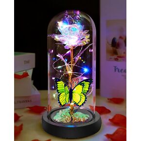 Rose Flowers Gifts for Women,Butterfly Birthday Gifts for Women,Mom Daughter Grandma Sister Gifts for Her Wife Anniversary Girlfriend Presents,Galaxy Crystal Blue Light Up Rose Gifts in A Glass Dome in Saudi Arabia