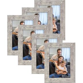 4x6 Picture Frames Bulk Set of 4, Black Rustic Style Photo Frames with Tempered Glass for Wall Mount or Tabletop Display