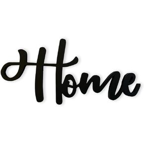 Home 3D Wood Art Word Script Cutout Sign (12x6 inches), Matt Black Wall Decor in Saudi Arabia