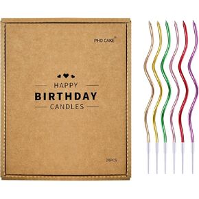 PHD CAKE 24-Count Silver Spiral Long Thin Birthday Candles, Cake Candles, Birthday Parties, Wedding Decorations, Party Candles in Saudi Arabia