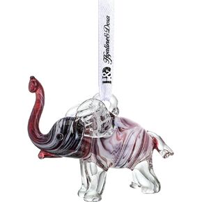 Blown Glass Elephant Decorative Hanging Ornament,Art Glass Wildlife Animal Ornament for Home Garden Decor (2.5'',Brown)