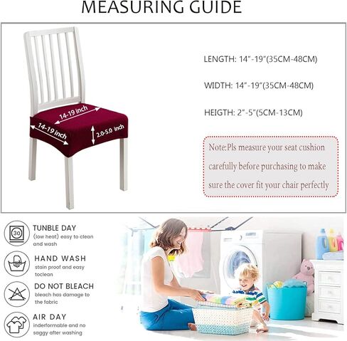 Stretch Jacquard Waterproof Chair Seat Covers for Dining Room, Removable Washable Anti-Dust Chair Seat Protector Slipcovers (Beige,Set of 2) in Kuwait