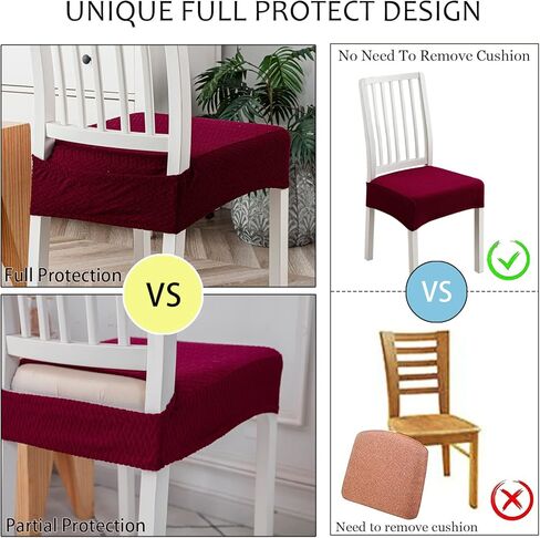 Stretch Jacquard Waterproof Chair Seat Covers for Dining Room, Removable Washable Anti-Dust Chair Seat Protector Slipcovers (Beige,Set of 2) in Kuwait