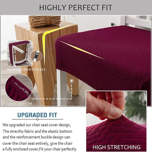 Stretch Jacquard Waterproof Chair Seat Covers for Dining Room, Removable Washable Anti-Dust Chair Seat Protector Slipcovers (Beige,Set of 2) in Kuwait