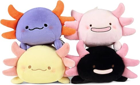 Ditucu Cute Axolotl Plush Pillow Soft Salamander Stuffed Animal Toys Kawaii Plushie Dolls Gifts for Kids Black Pink 11.8 inch in Kuwait