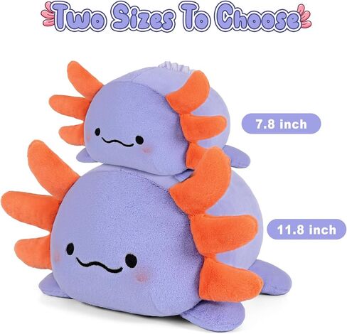 Ditucu Cute Axolotl Plush Pillow Soft Salamander Stuffed Animal Toys Kawaii Plushie Dolls Gifts for Kids Black Pink 11.8 inch in Kuwait