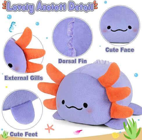 Ditucu Cute Axolotl Plush Pillow Soft Salamander Stuffed Animal Toys Kawaii Plushie Dolls Gifts for Kids Black Pink 11.8 inch in Kuwait