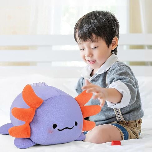 Ditucu Cute Axolotl Plush Pillow Soft Salamander Stuffed Animal Toys Kawaii Plushie Dolls Gifts for Kids Black Pink 11.8 inch in Kuwait