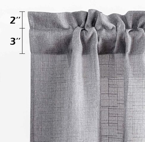 Valea Home فو الكتان المطبخ غنيمة الستارة الستارة ريفي قضيب جيب الستارة الستارة لوحات التخليص لنافذة صغيرة 36 ​​× 36 بوصة، 2 لوحات، رمادي in Kuwait