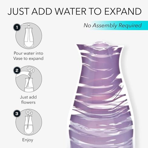 MODGY Expandable Flower Vase Plastic Decorative Modern Vases for Flowers Centerpieces Dining Table Decor Living Room Bathroom Wedding Office, Bandido Purple in Kuwait
