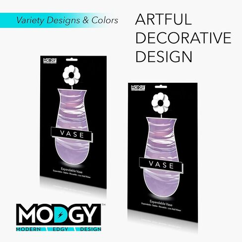 MODGY Expandable Flower Vase Plastic Decorative Modern Vases for Flowers Centerpieces Dining Table Decor Living Room Bathroom Wedding Office, Bandido Purple in Kuwait