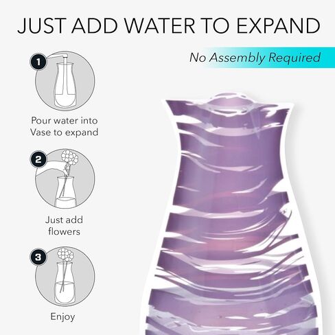 MODGY Expandable Flower Vase Plastic Decorative Modern Vases for Flowers Centerpieces Dining Table Decor Living Room Bathroom Wedding Office, Bandido Purple in Kuwait