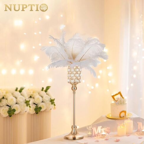 NUPTIO Wedding Vases Centerpieces for Tables - 2 Pcs 32.9in Tall Gold Vase for Flowers Crystal Flower Stand Metal Weddings Centerpieces for Birthday Party Anniversary Aisle Living Room Decorations in Saudi Arabia