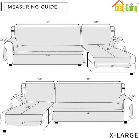 Easy-Going Waterproof Sectional Couch Covers with Chaise 2-Piece Non Slip L Shape Sofa Cover for Dogs Leakproof Furniture Protector Cover with Adjustable Strap for Pets (Small, Beige) in Kuwait