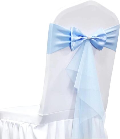 Polyester Stretch Chair Sashes Chair Bands Organza Chair sash Bows Spandex Bows for Party Birthday Hotel Romantic Wedding Banquets Decoration (Azure 6 PCS) in Kuwait
