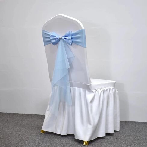 Polyester Stretch Chair Sashes Chair Bands Organza Chair sash Bows Spandex Bows for Party Birthday Hotel Romantic Wedding Banquets Decoration (Azure 6 PCS) in Kuwait
