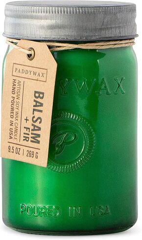 Paddywax Relish Artisan Hand-Poured Soy Wax Scented Candle, 9.5-Ounce Glass Jar with Lid, Balsam + Fir in Saudi Arabia