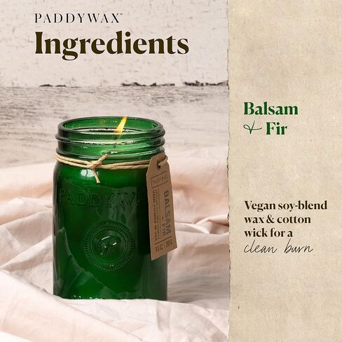 Paddywax Relish Artisan Hand-Poured Soy Wax Scented Candle, 9.5-Ounce Glass Jar with Lid, Balsam + Fir in Saudi Arabia