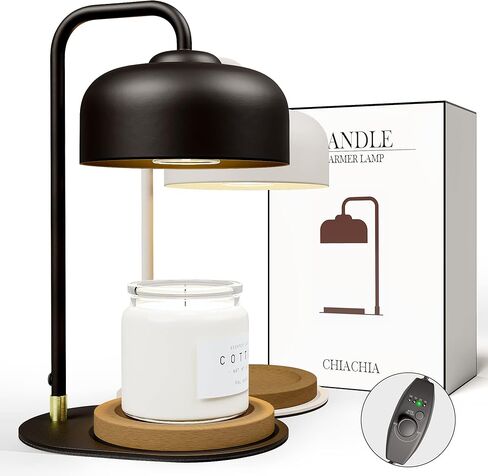 Candle Warmer Lamp with Timer, Compatible with Jar Candles, Metal Top Dimmable Candle Warmer with 2 Bulbs for Scented Candles (Black) in Saudi Arabia