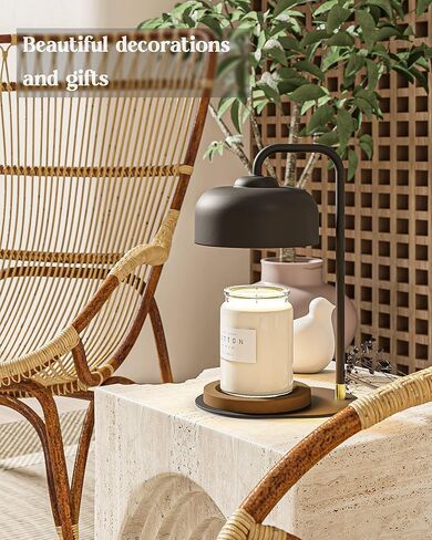 Candle Warmer Lamp with Timer, Compatible with Jar Candles, Metal Top Dimmable Candle Warmer with 2 Bulbs for Scented Candles (Black) in Saudi Arabia